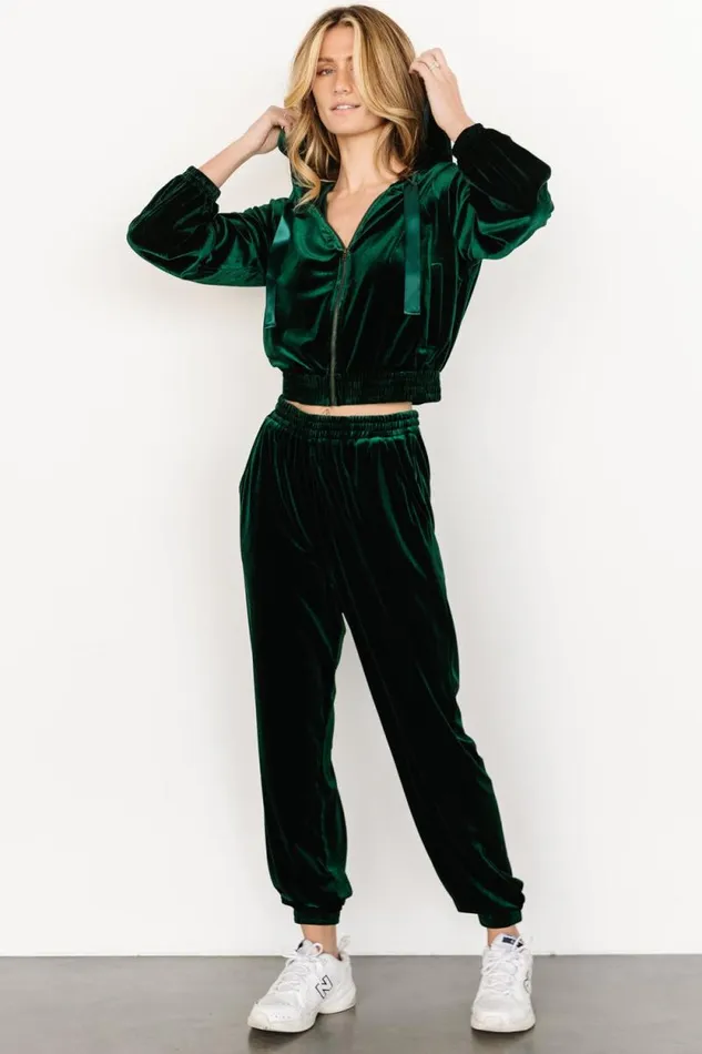 Women Bewitched Velvet Jogger Pants Green Baltic Born Pants