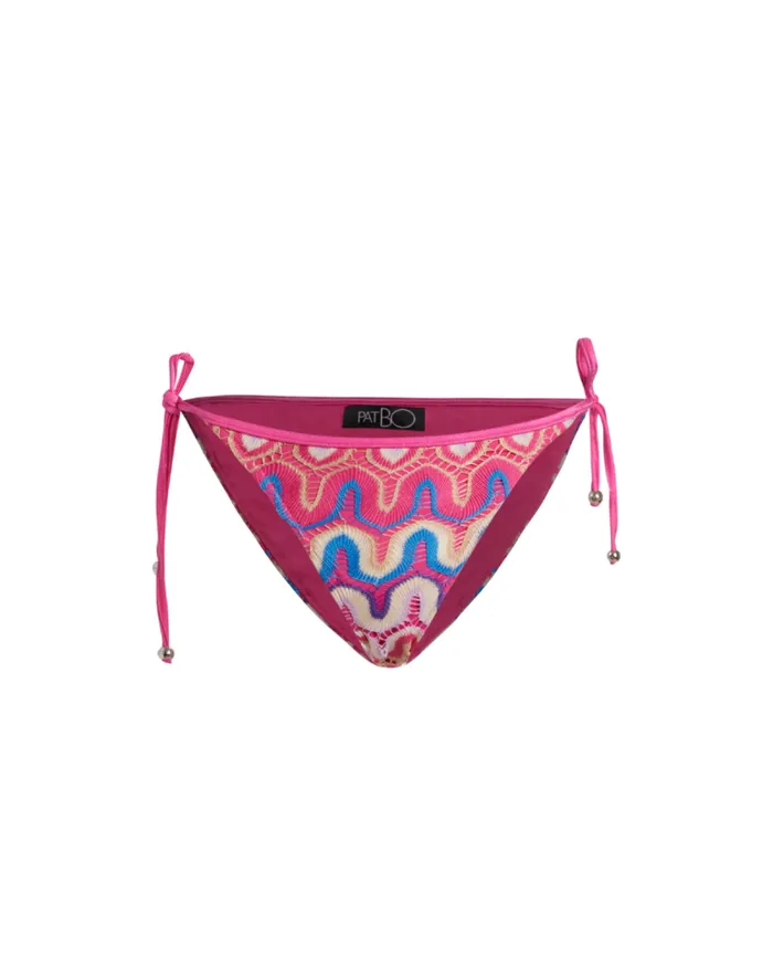Women Bikinis PatBO CROCHET STRING BIKINI BOTTOM FINAL SALE Pink Multi