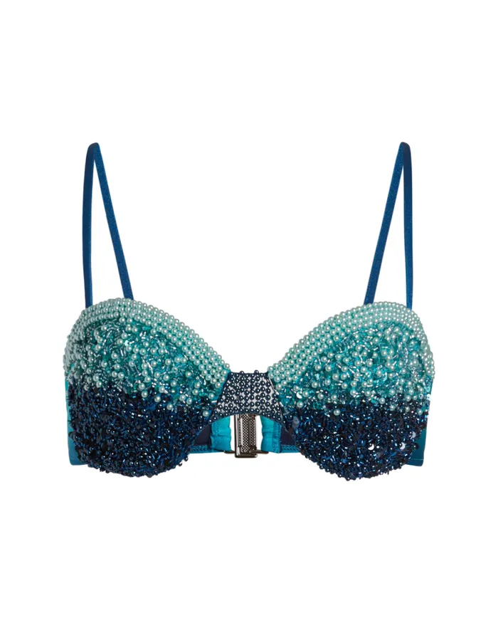 Women Bikinis PatBO HANDBEADED OMBRE BIKINI TOP FINAL SALE High Tide