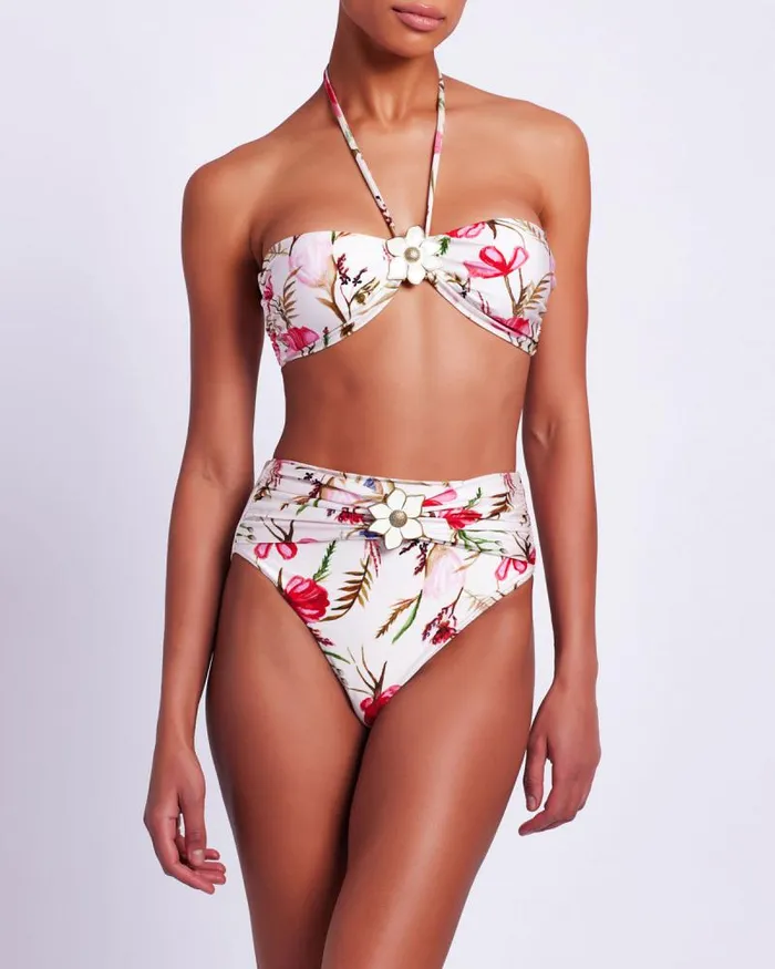 Women Bikinis PatBO Viera High Waist Bikini Bottom FINAL SALE White