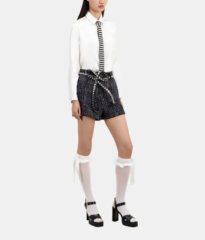 Women Black And White Tweed Shorts THE KOOPLES Skirts and Shorts