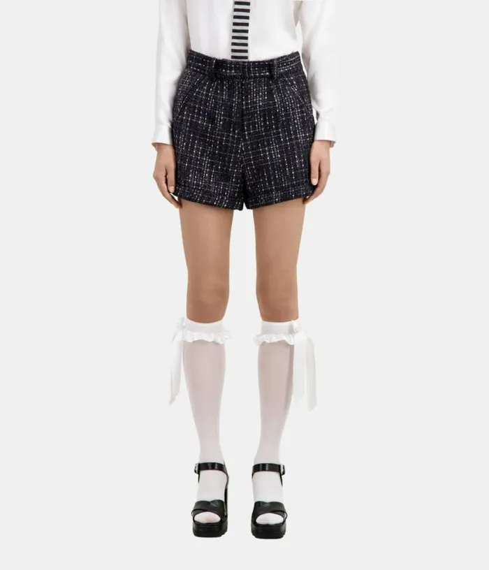 Women Black And White Tweed Shorts THE KOOPLES Skirts and Shorts