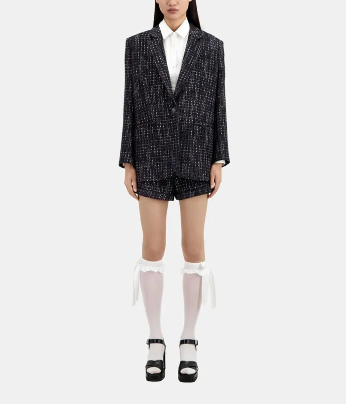 Women Black And White Tweed Suit Jacket THE KOOPLES Blazers and Suits