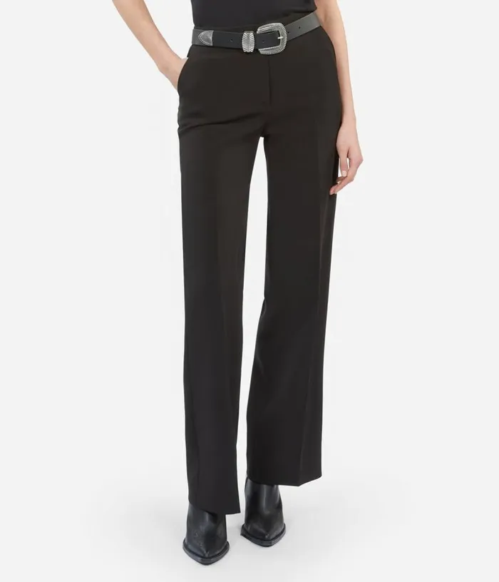 Women Black Crecircpe Suit Pants Straight Cut THE KOOPLES Blazers and Suits