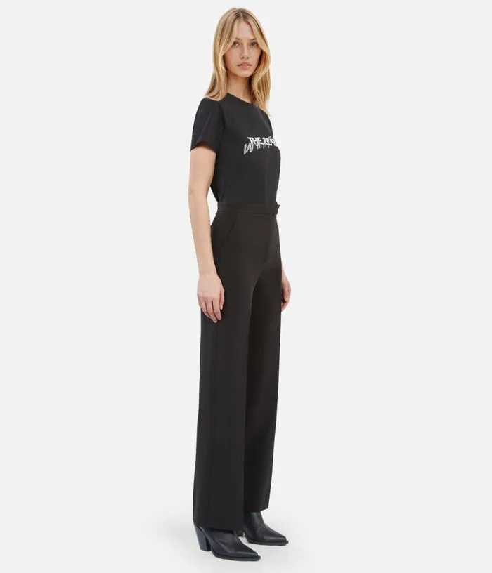 Women Black Crecircpe Suit Pants Straight Cut THE KOOPLES Blazers and Suits
