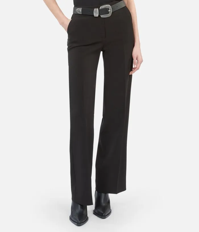 Women Black Crecircpe Suit Pants Straight Cut THE KOOPLES Blazers and Suits