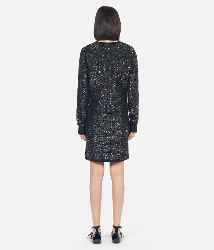 Women Black Sequined Knit Cardigan THE KOOPLES Sweaters