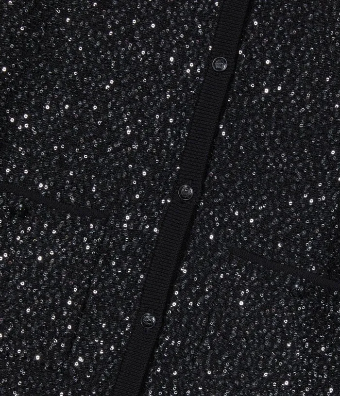 Women Black Sequined Knit Cardigan THE KOOPLES Sweaters