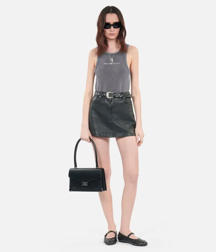 Women Black Tank Top With Dangerous But Fun Serigraphy THE KOOPLES Tshirts