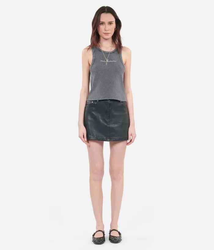Women Black Tank Top With Dangerous But Fun Serigraphy THE KOOPLES Tshirts