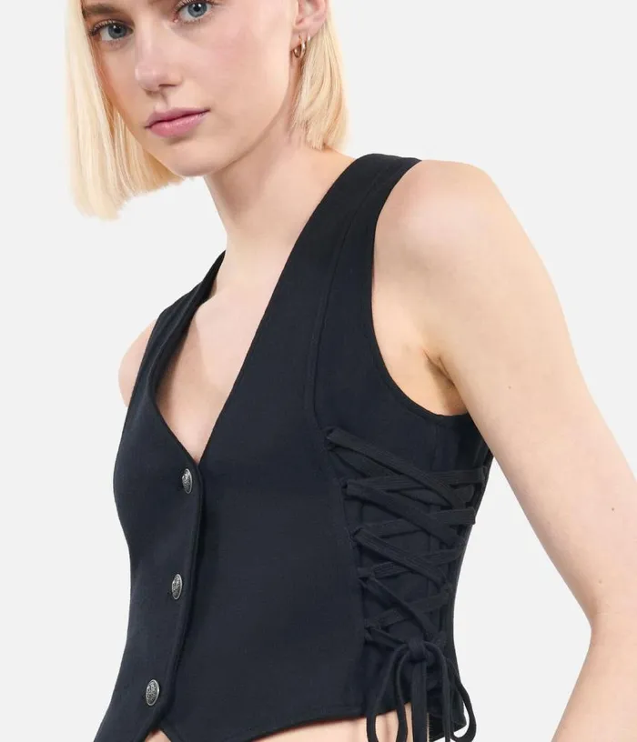 Women Black Waistcoat With Lacing THE KOOPLES Blazers and Suits