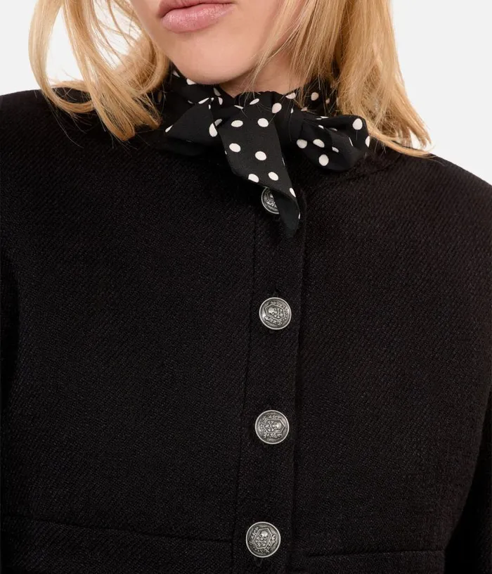 Women Black Wool And Cotton Jacket THE KOOPLES Blazers and Suits