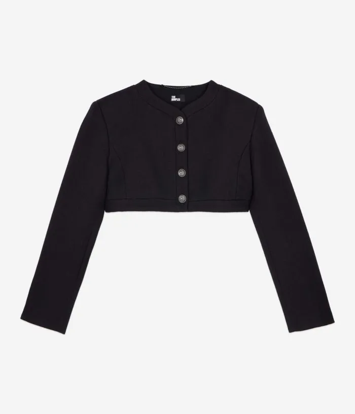 Women Black Wool And Cotton Jacket THE KOOPLES Blazers and Suits