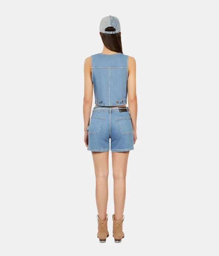 Women Blue Denim Waistcoat THE KOOPLES Coats and Jackets