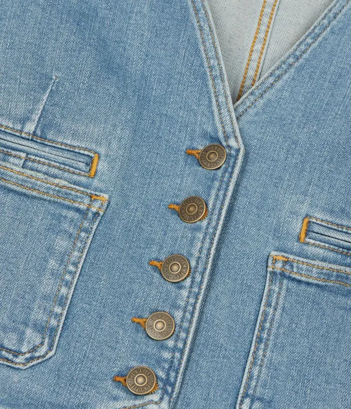 Women Blue Denim Waistcoat THE KOOPLES Coats and Jackets