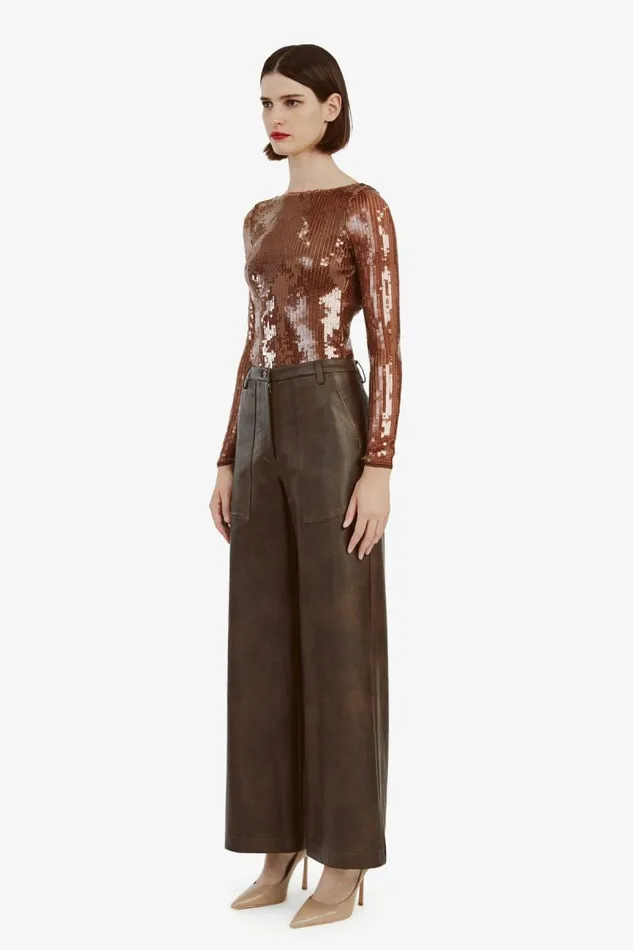 Women Bodysuits Bardot Brenna Sequin Bodysuit In Chocolate Chocolate Women Bodysuits Bardot Brenna Sequin Bodysuit In Chocolate Chocolate