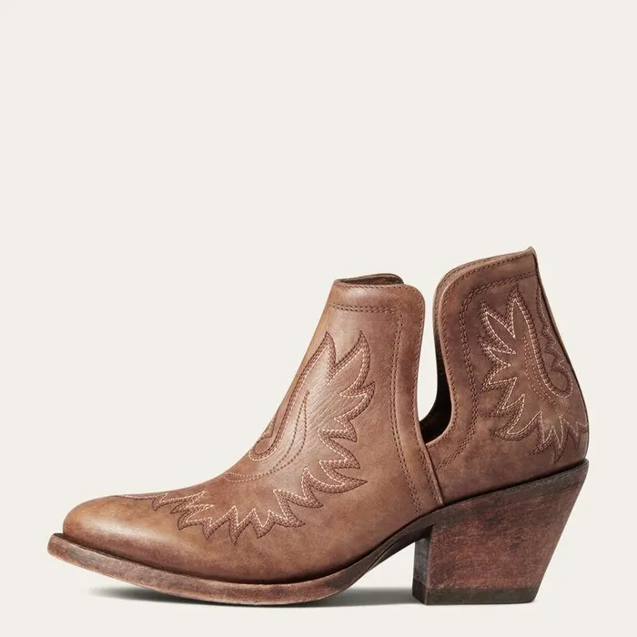 Women Booties Ariat Dixon R Toe Western Boot Naturally Distressed Brown Women Booties Ariat Dixon R Toe Western Boot Naturally Distressed Brown