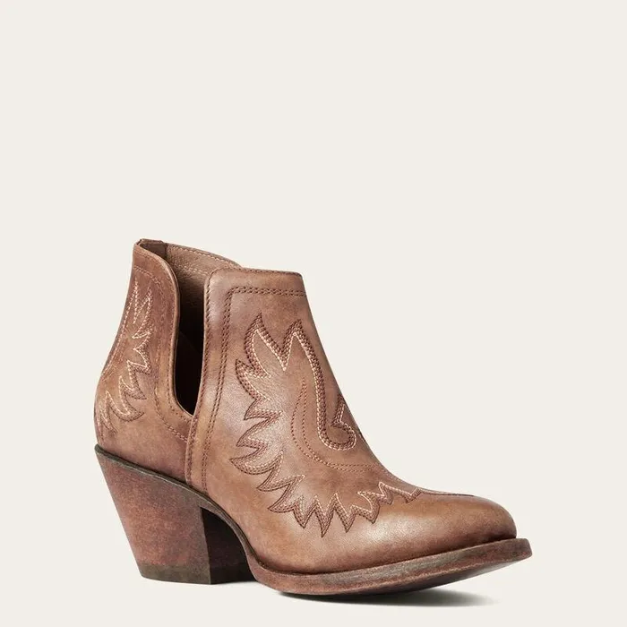 Women Booties Ariat Dixon R Toe Western Boot Naturally Distressed Brown Women Booties Ariat Dixon R Toe Western Boot Naturally Distressed Brown