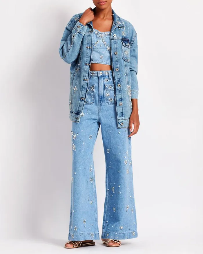 Women Bottoms PatBO HandBeaded Jeans FINAL SALE Denim
