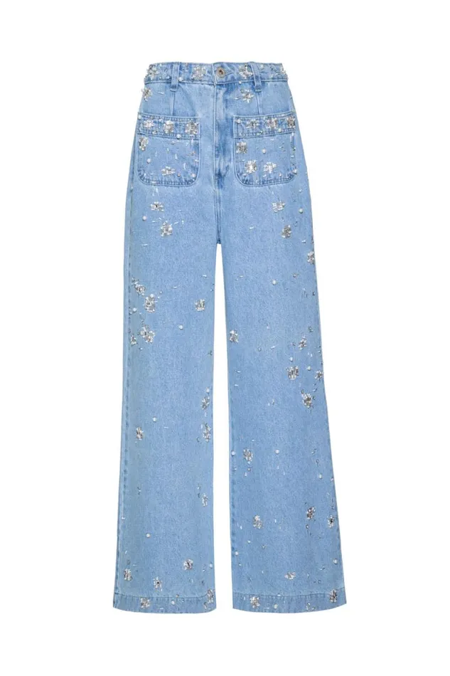 Women Bottoms PatBO HandBeaded Jeans FINAL SALE Denim
