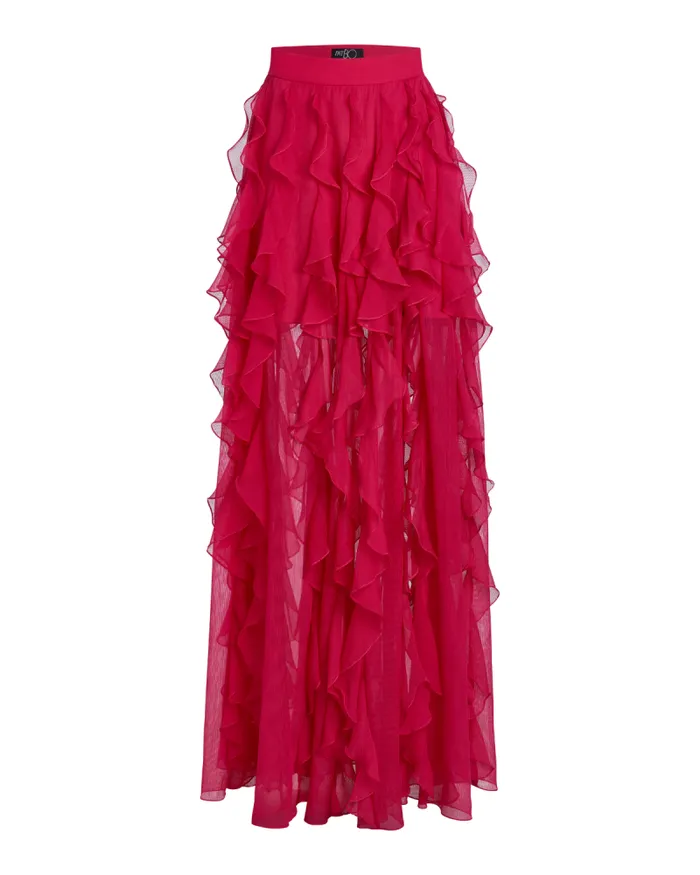 Women Bottoms PatBO Ruffle Maxi Skirt FINAL SALE Fuchsia