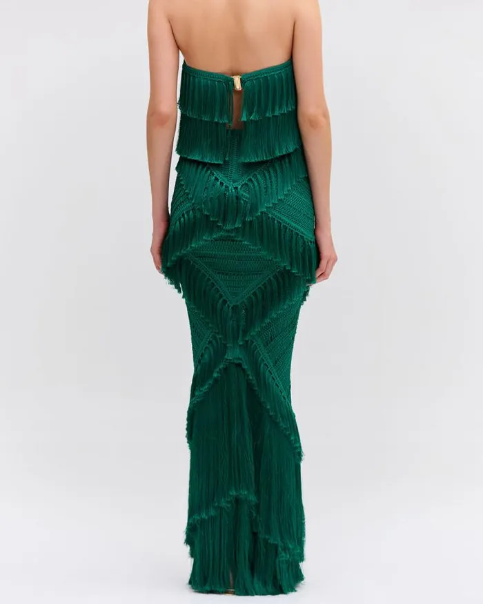 Women Bottoms PatBO Woven Fringe Trim Maxi Skirt FINAL SALE Jade