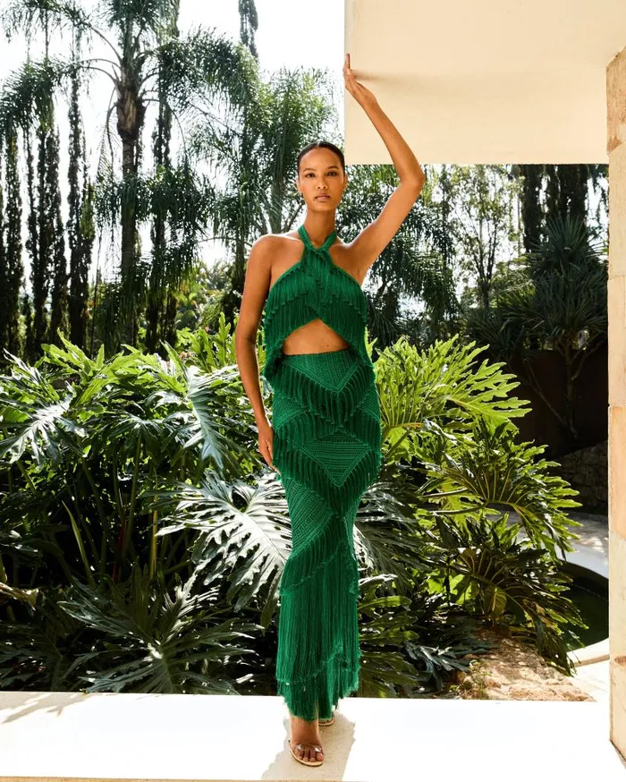 Women Bottoms PatBO Woven Fringe Trim Maxi Skirt FINAL SALE Jade