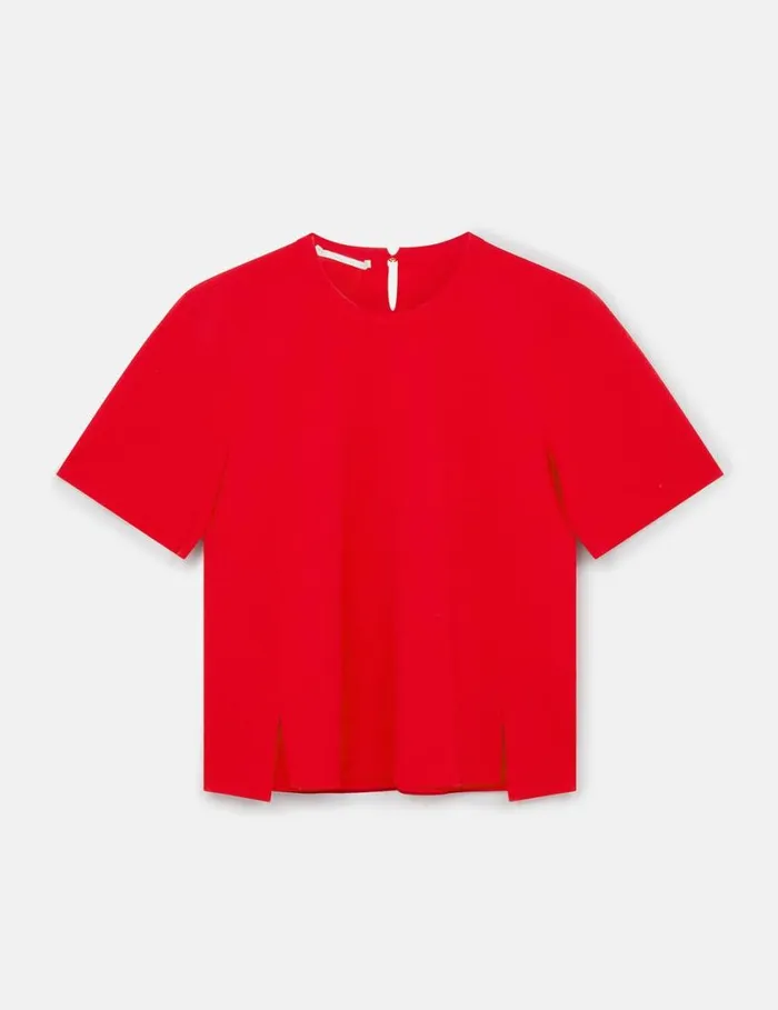 Women Boxy Short Sleeve Tshirt Lipstick Red Stella McCartney Knitwear
