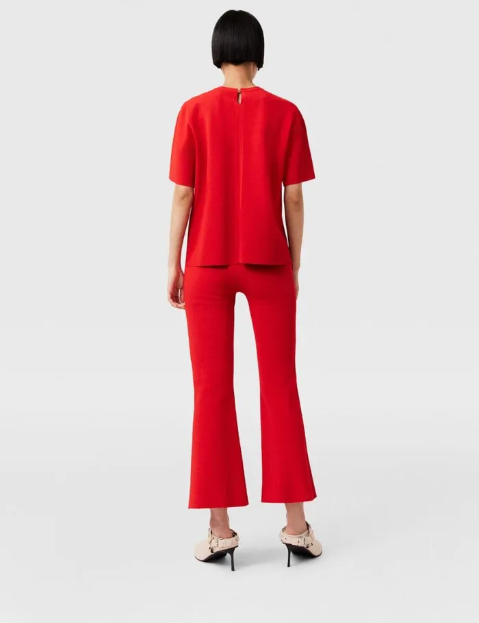 Women Boxy Short Sleeve Tshirt Lipstick Red Stella McCartney Knitwear