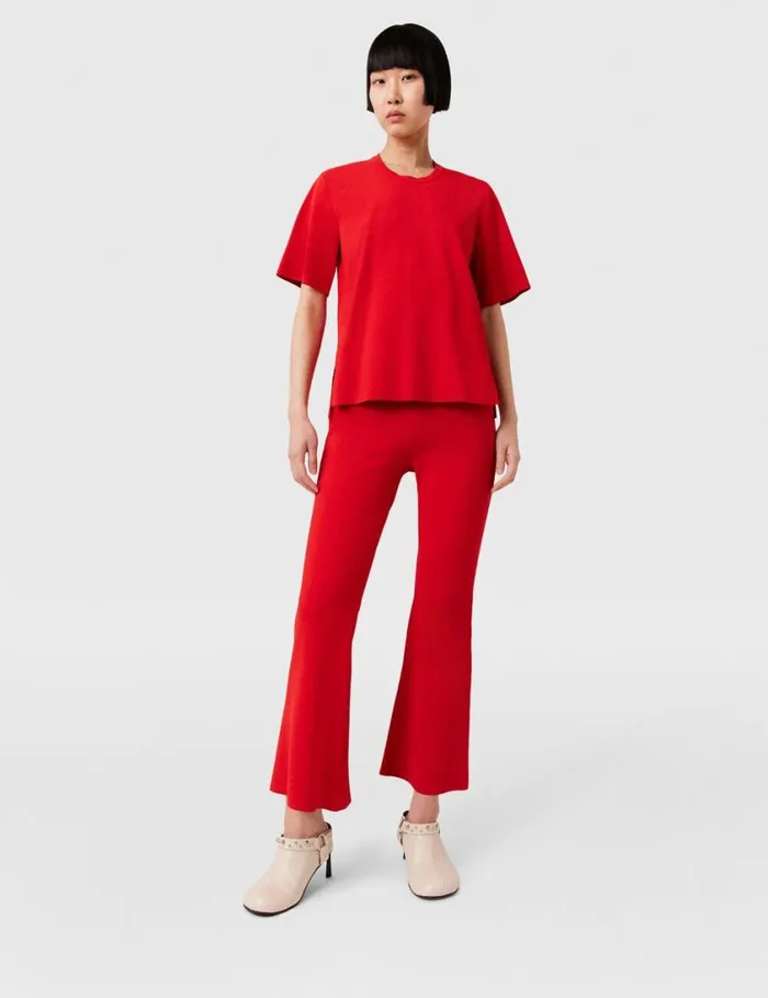 Women Boxy Short Sleeve Tshirt Lipstick Red Stella McCartney Knitwear