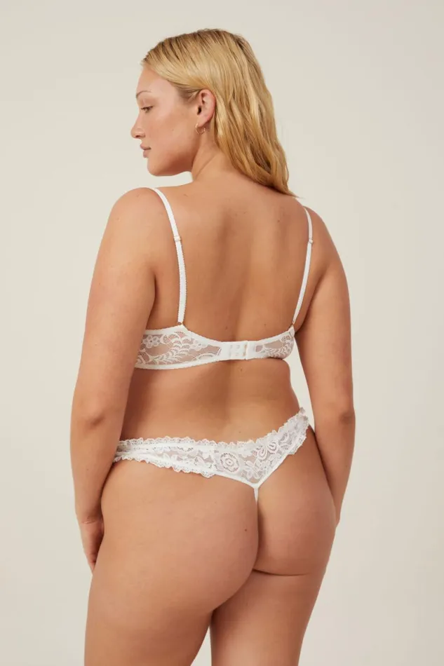 Women Bras Cotton On Butterfly Lace Underwire Bra Cream