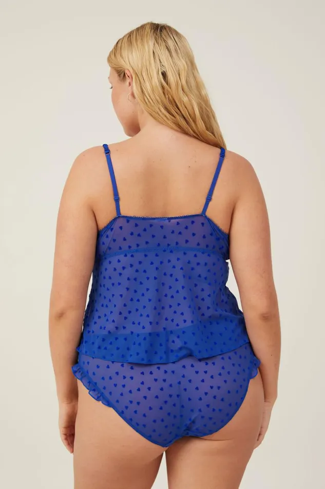 Women Bras Cotton On Sasha Flocking Mesh Longline Bralette Lapis Blue