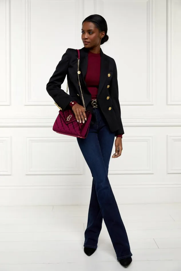 Women Buttoned Knit Crew Neck Wine Holland Cooper Knitwear