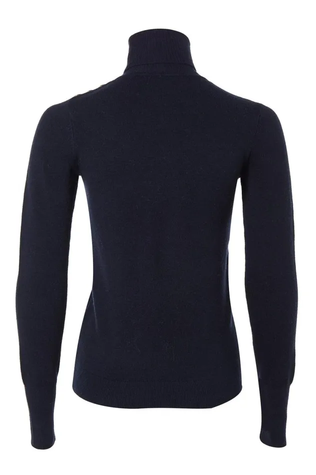 Women Buttoned Knit Roll Neck Ink Navy Holland Cooper Knitwear Women Buttoned Knit Roll Neck Ink Navy Holland Cooper Knitwear