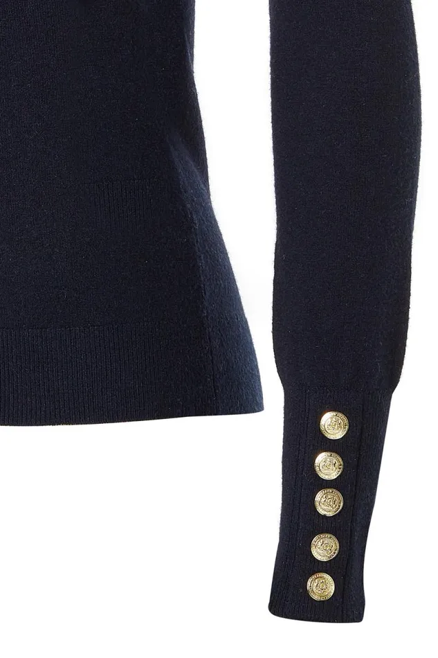 Women Buttoned Knit Roll Neck Ink Navy Holland Cooper Knitwear Women Buttoned Knit Roll Neck Ink Navy Holland Cooper Knitwear