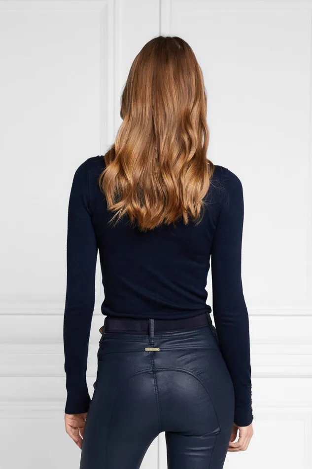 Women Buttoned Knit Roll Neck Ink Navy Holland Cooper Knitwear Women Buttoned Knit Roll Neck Ink Navy Holland Cooper Knitwear
