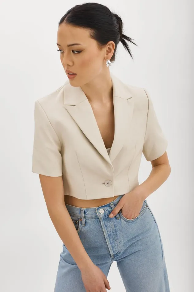 Women CALATEA Short Sleeve Blazer Bone LAMARQUE Blazers Women CALATEA Short Sleeve Blazer Bone LAMARQUE Blazers
