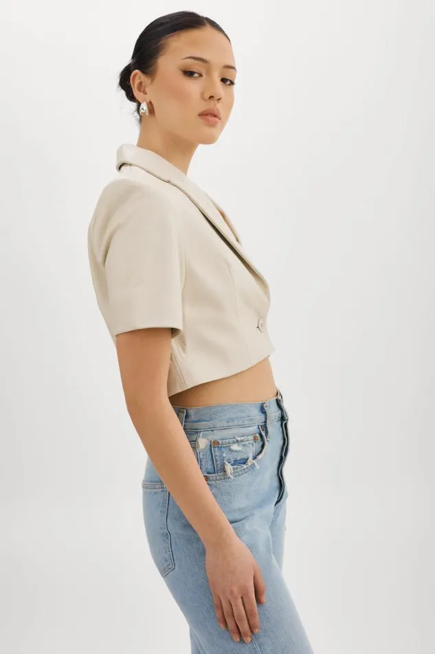 Women CALATEA Short Sleeve Blazer Bone LAMARQUE Blazers Women CALATEA Short Sleeve Blazer Bone LAMARQUE Blazers