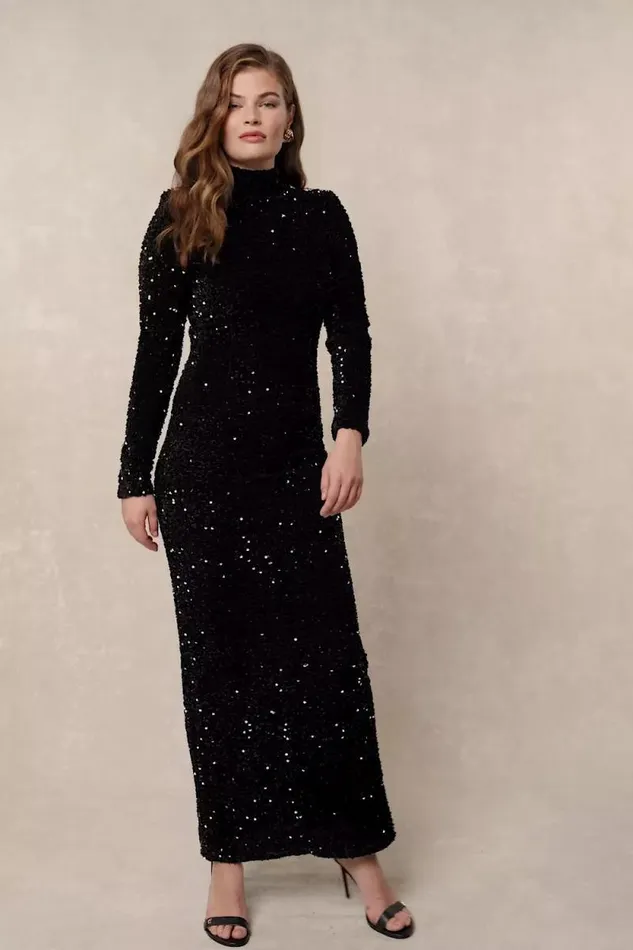 Women Cara Sequin Maxi Dress Black Sequin Holland Cooper Dresses