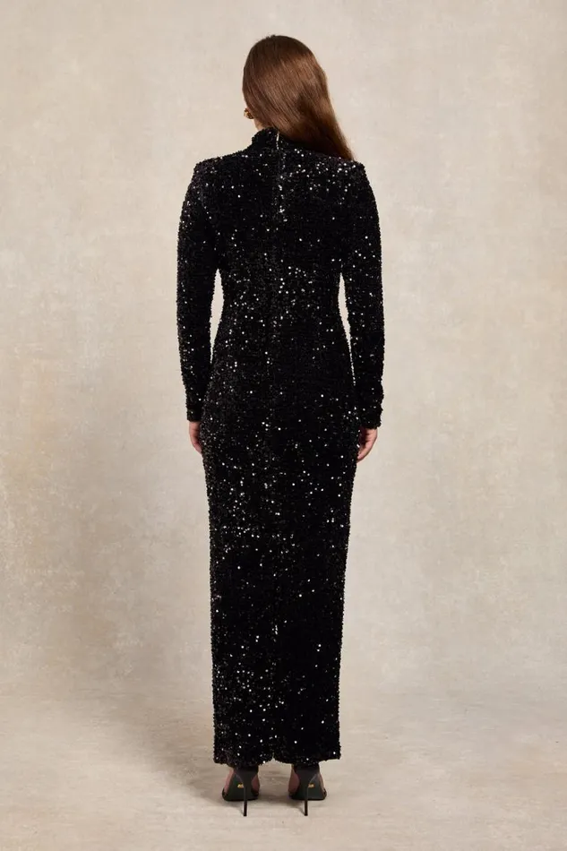 Women Cara Sequin Maxi Dress Black Sequin Holland Cooper Dresses