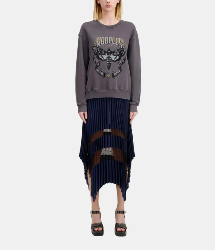 Women Carbon Gray Sweatshirt With Skull Butterfly Serigraphy THE KOOPLES Sweatshirts
