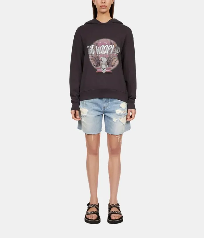 Women Carbon Grey Hoodie With Rock Eagle Serigraphy THE KOOPLES Sweatshirts