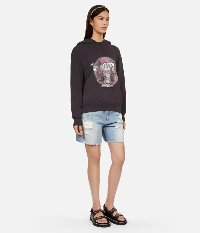Women Carbon Grey Hoodie With Rock Eagle Serigraphy THE KOOPLES Sweatshirts