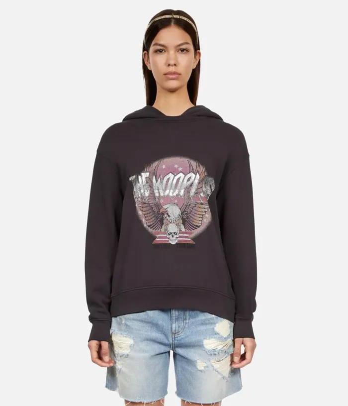 Women Carbon Grey Hoodie With Rock Eagle Serigraphy THE KOOPLES Sweatshirts