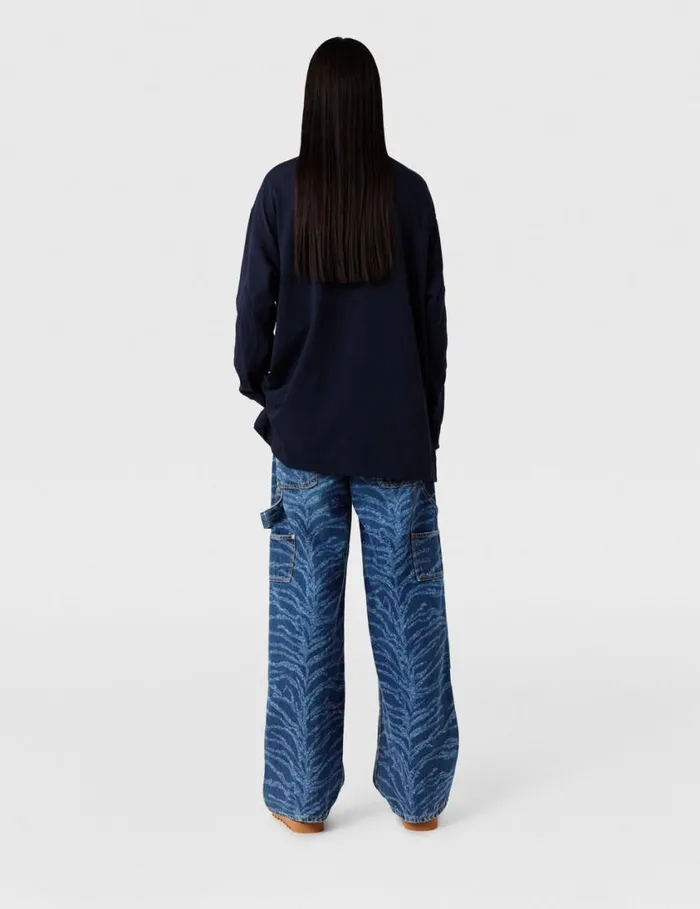 Women CatEmbroidered Sweatshirt Dress Deep Navy Stella McCartney Sweatshirts And TShirts
