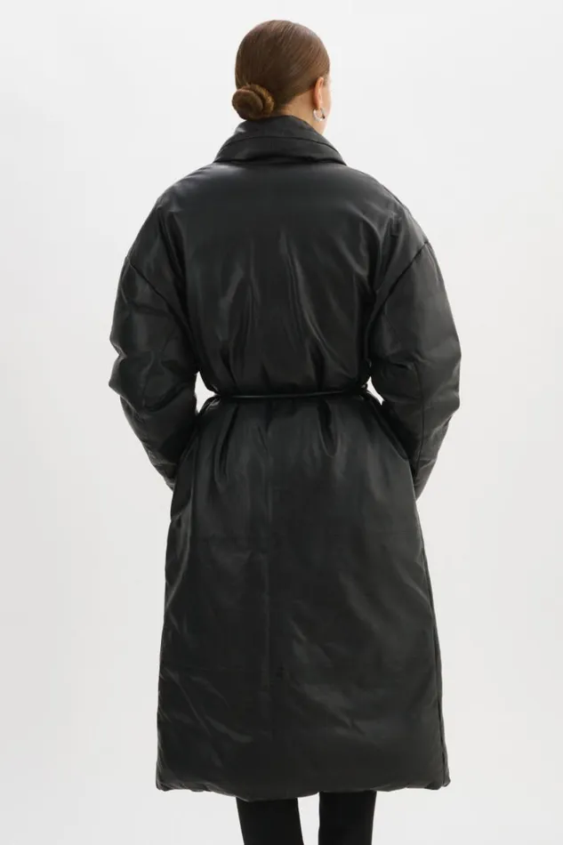 Women CATALINA Oversized Leather Blanket Coat Black LAMARQUE Puffers Women CATALINA Oversized Leather Blanket Coat Black LAMARQUE Puffers