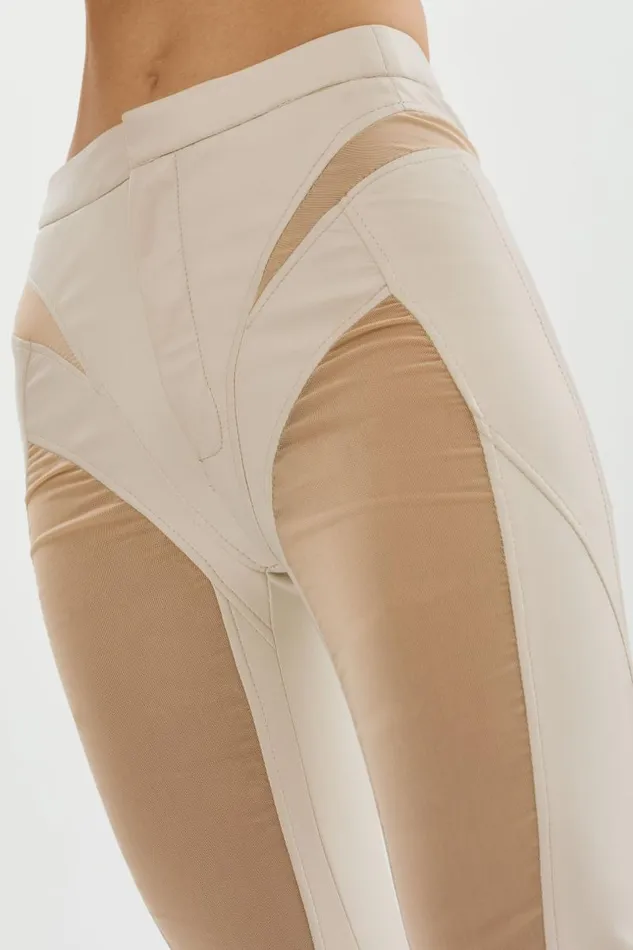Women CELICIA Faux Leather Mesh Leggings Bone LAMARQUE Pants and Shorts