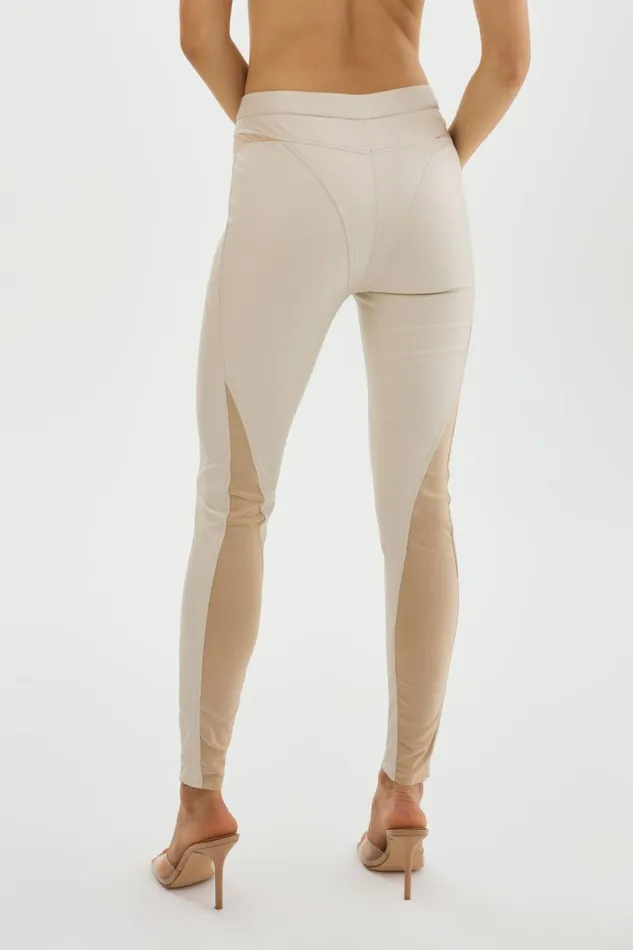 Women CELICIA Faux Leather Mesh Leggings Bone LAMARQUE Pants and Shorts