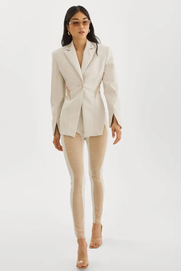 Women CELICIA Faux Leather Mesh Leggings Bone LAMARQUE Pants and Shorts