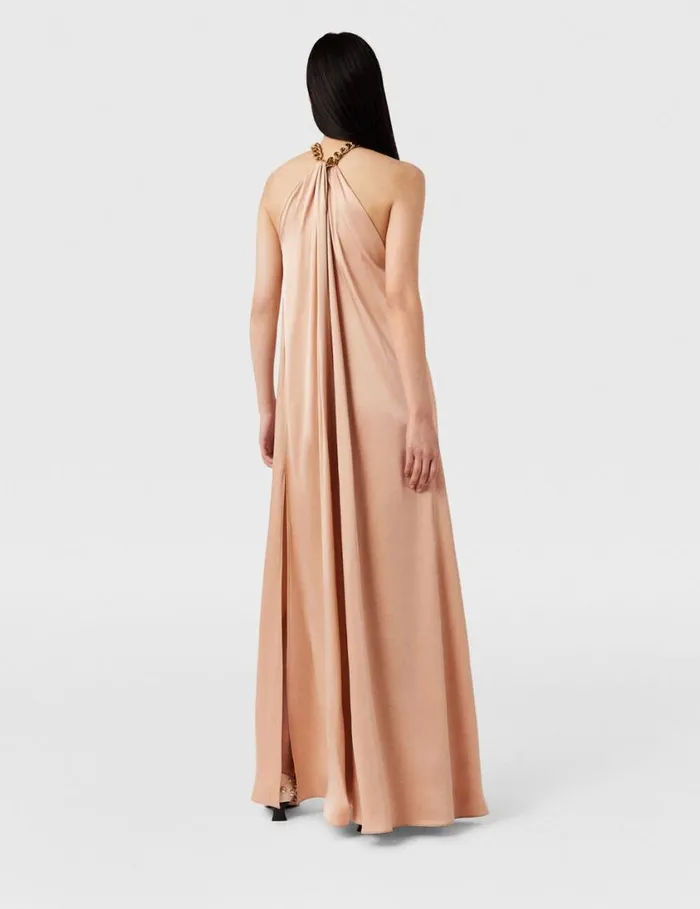 Women Chain Halterneck Satin Maxi Dress Nude Pink Stella McCartney Dresses Women Chain Halterneck Satin Maxi Dress Nude Pink Stella McCartney Dresses